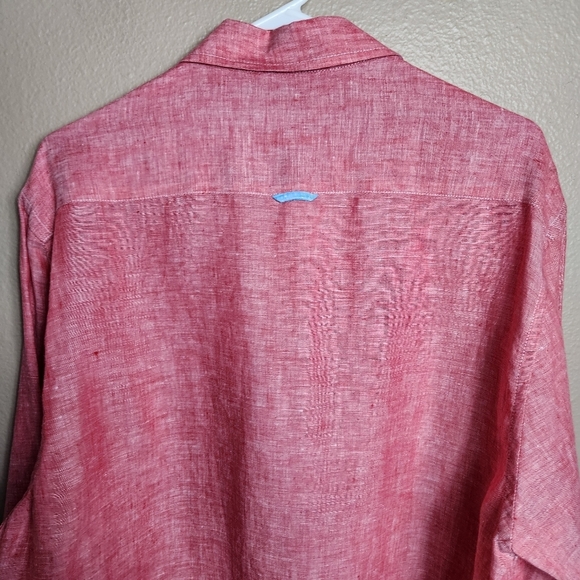 Report Collection Mens 100% Linen Cherry Red Long Sleeve Buttonfront Shirt |XL| - Picture 8 of 8